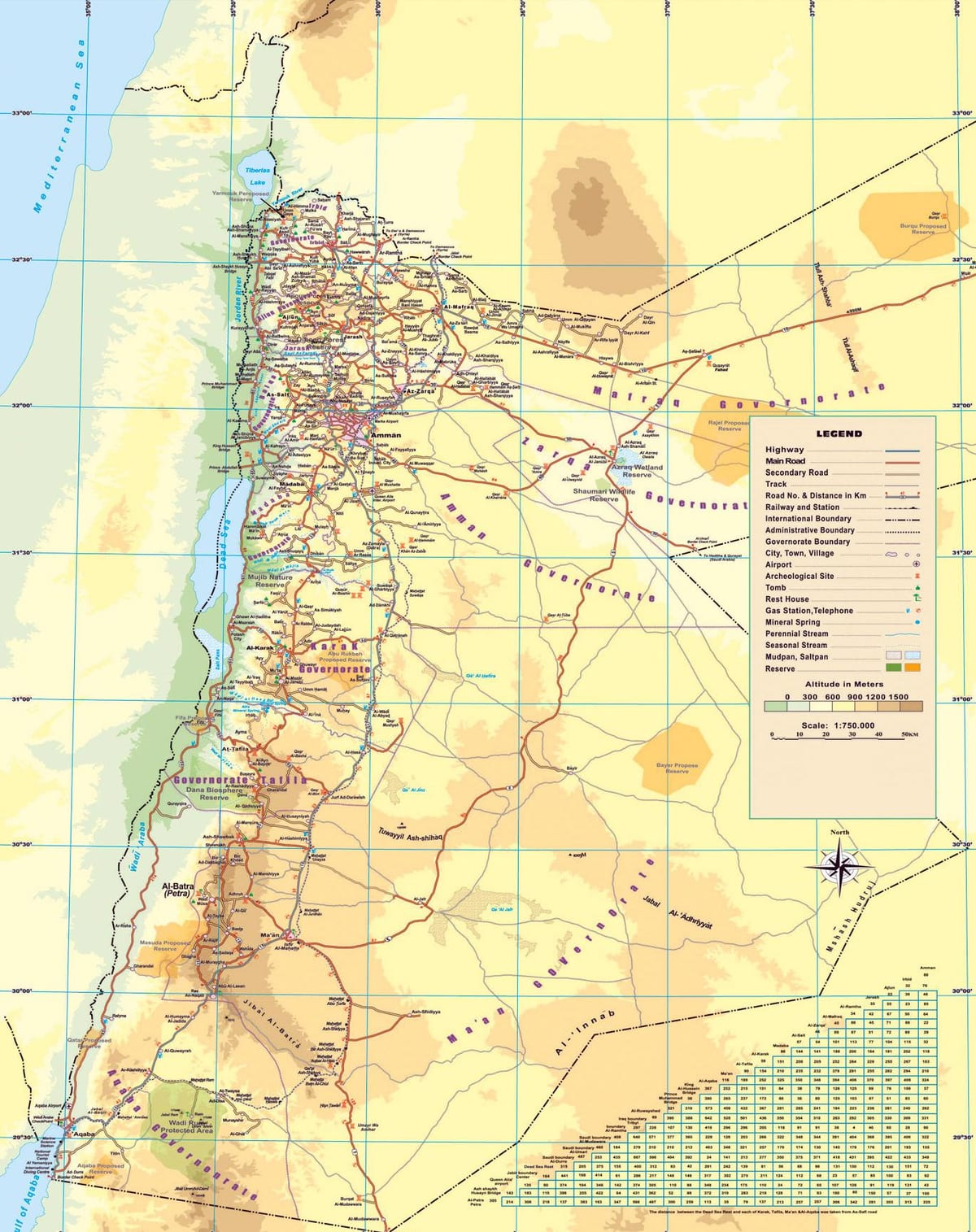 mapa fisikoa mapa Jordan