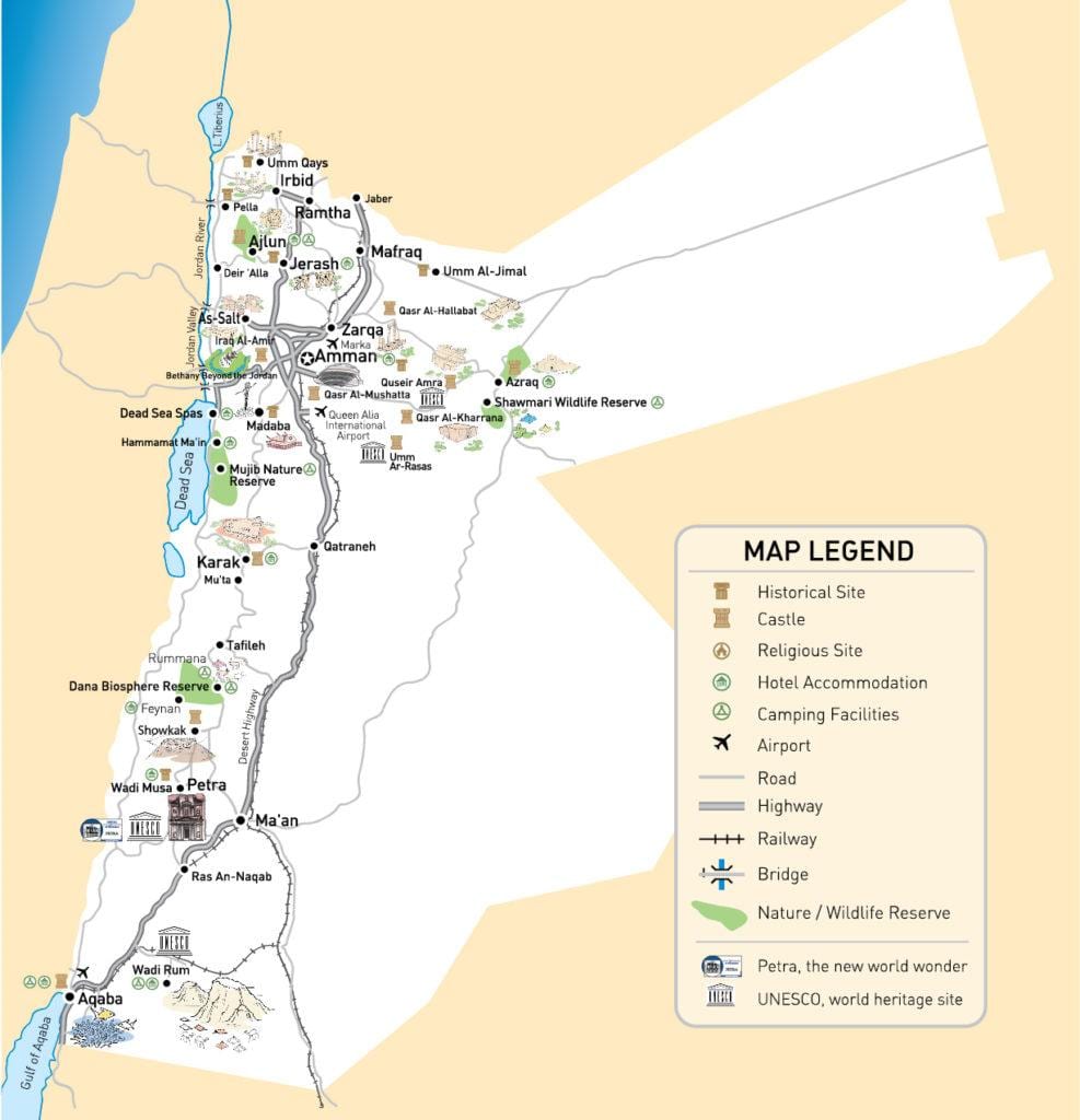 mapa Jordan aireportuetan