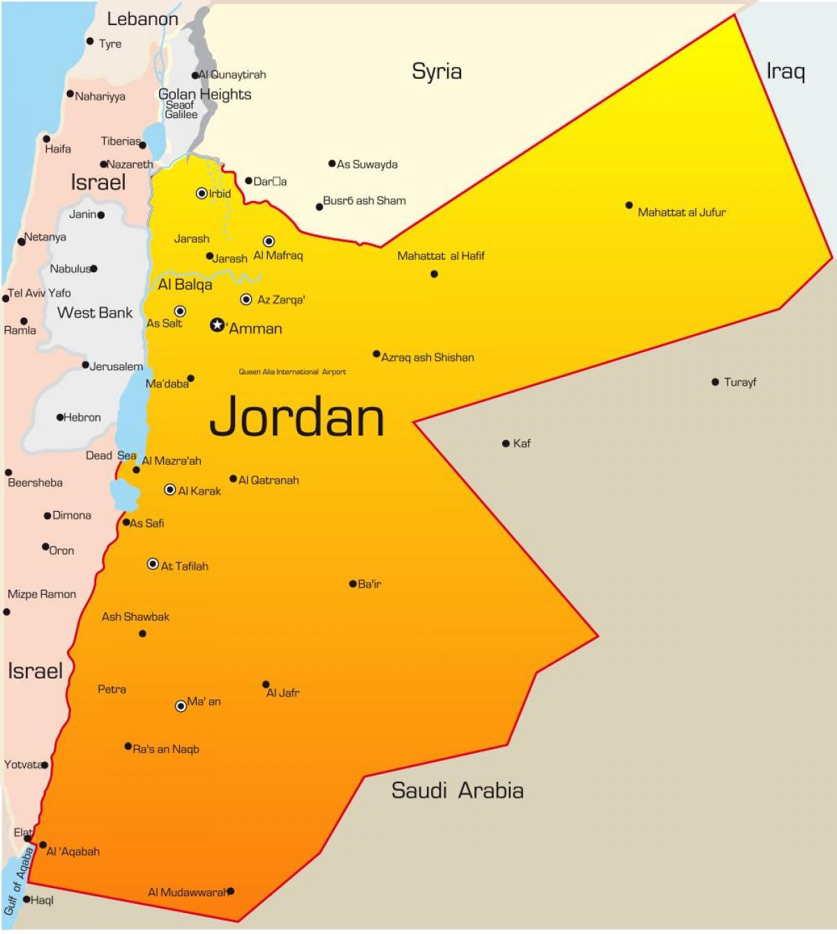 mapa Jordan middle east