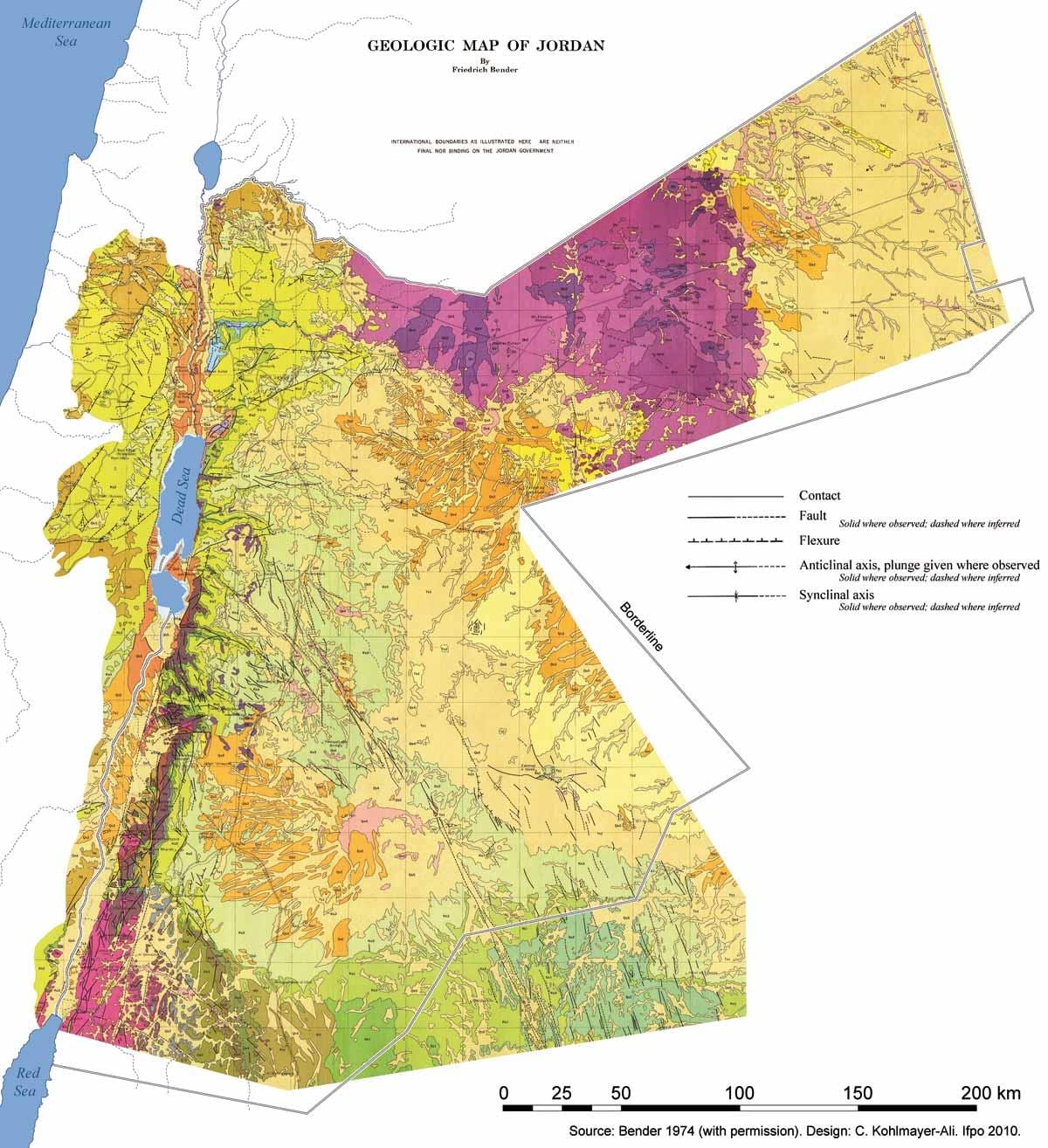 mapa Jordan geologia