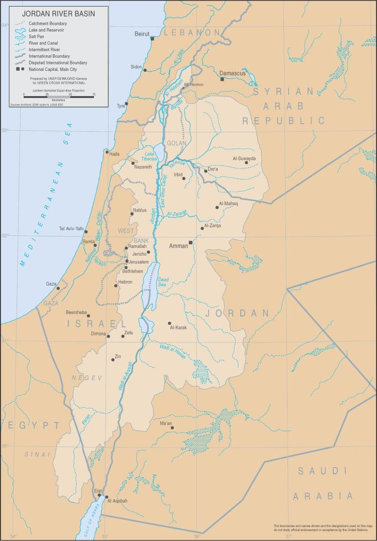 mapa Jordan ibaia munduarekin