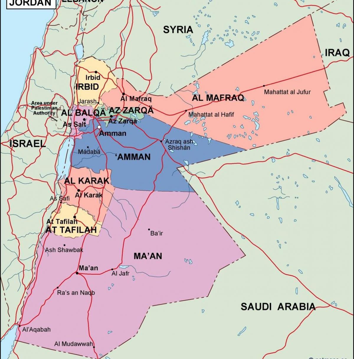 mapa politiko Jordan