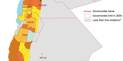 Mapa Jordan biztanleria