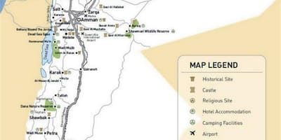 Jordan turismo-erakargarri mapa