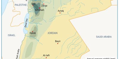 Mapa Jordaniako geografia